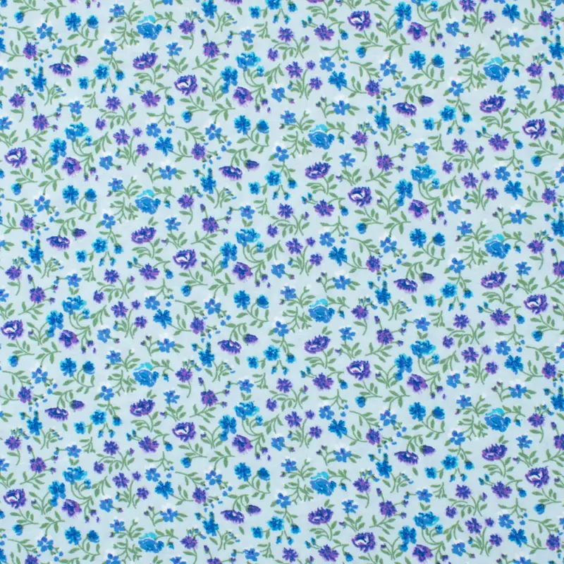 Saisonangebot Viskose Popeline Blumen blau