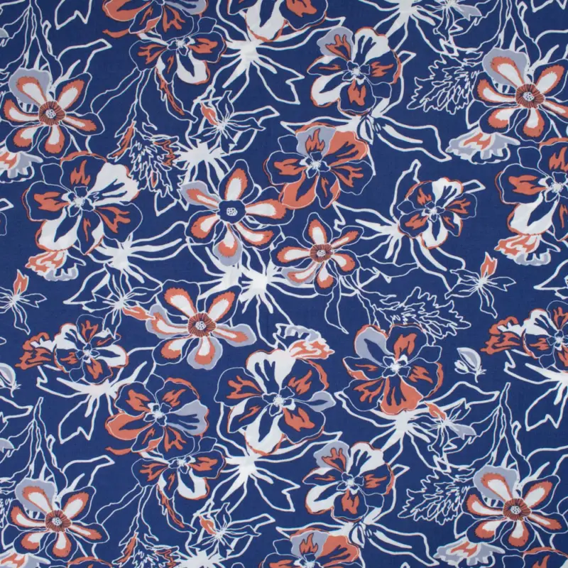Begrenztes Angebot Viskosestoff Blumen blau orange