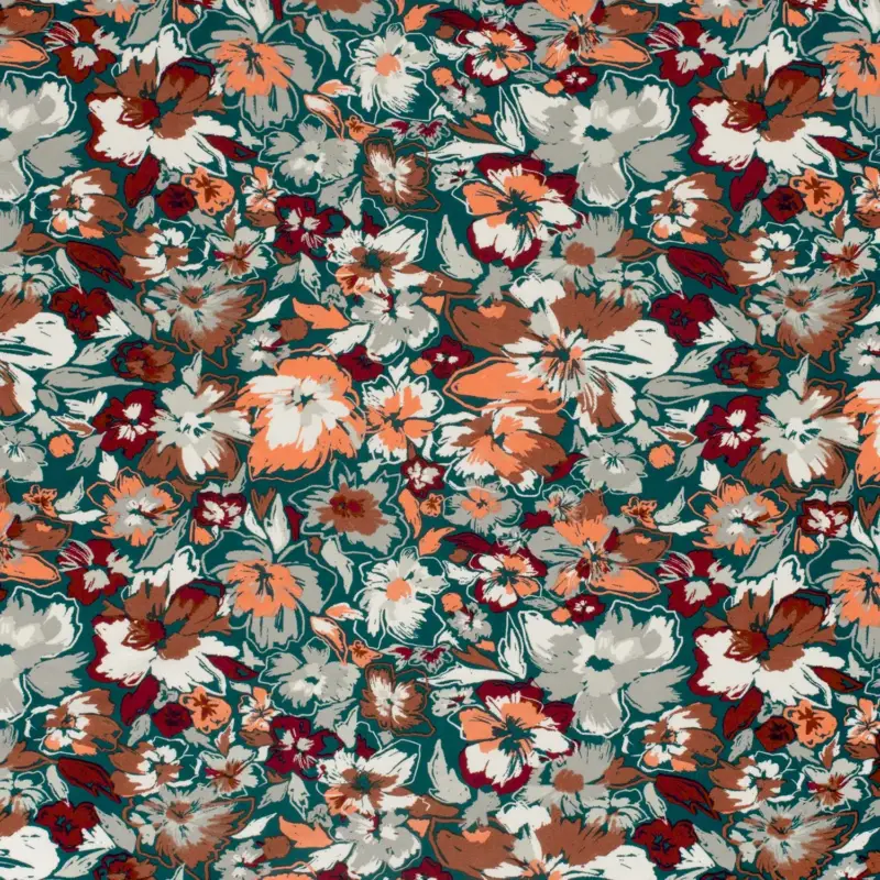Angebot Viskosejersey Blumen grün