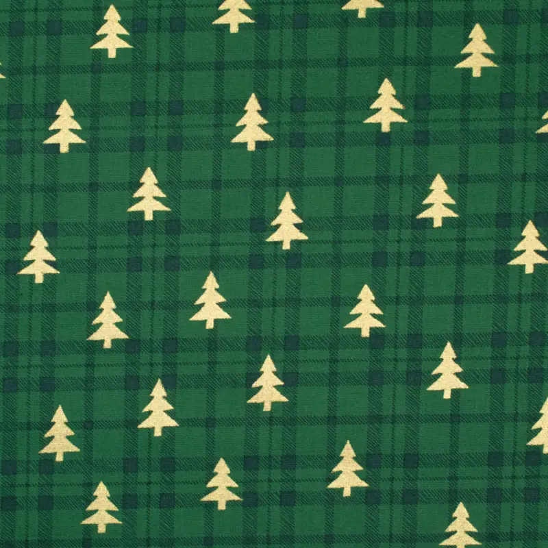 Versand Am Gleichen Tag Baumwollstoff Popeline Weihnachtsbäume grün