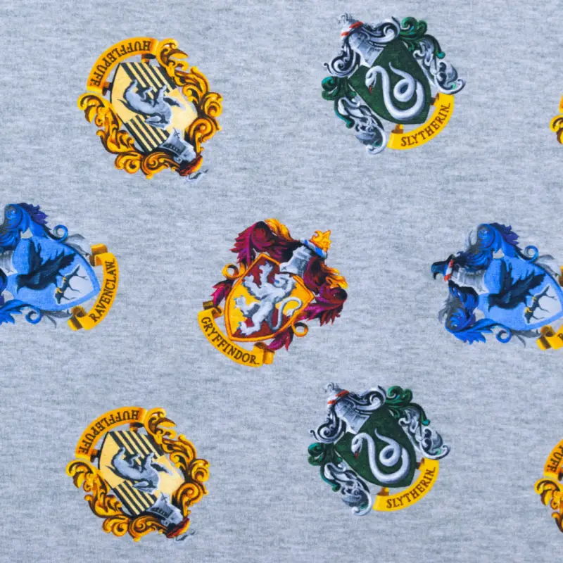 Neue Ware Baumwolljersey Digitaldruck Harry Potter Hogwarts grau