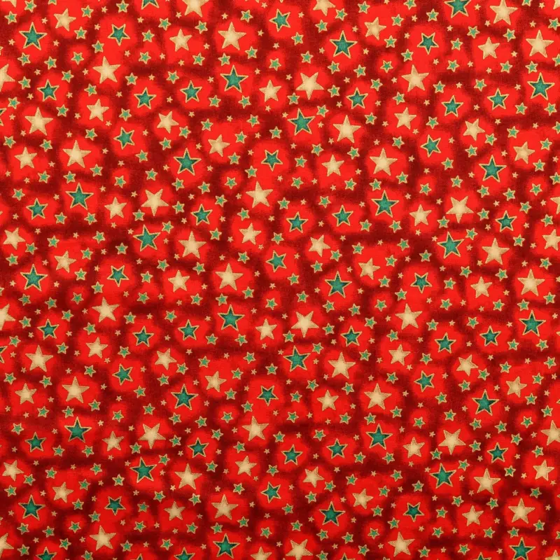 Baumwollstoff Popeline Sterne rot Saisonangebot