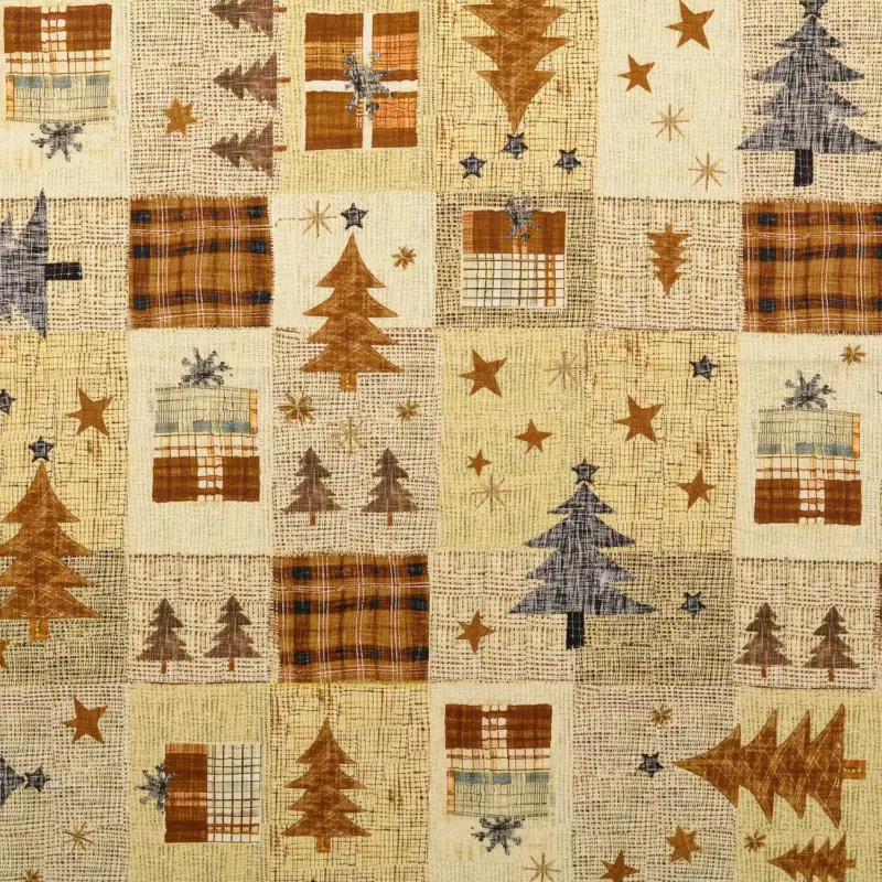 Baumwollstoff Popeline Festbaum und Geschenke braun Nur Für Kurze Zeit
