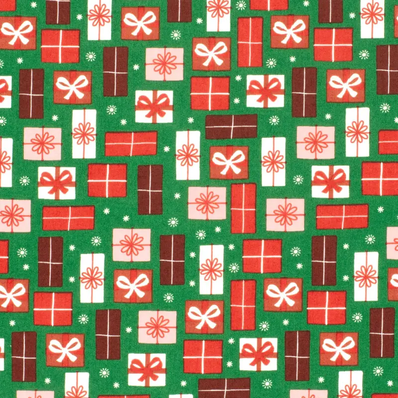 Baumwollstoff Popeline Weihnachtsgeschenke grün Expressversand