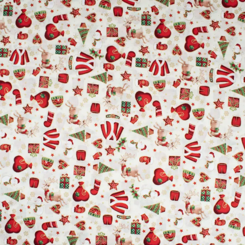 Baumwollstoff Popeline weihnachtliche Motive natur Beliebt