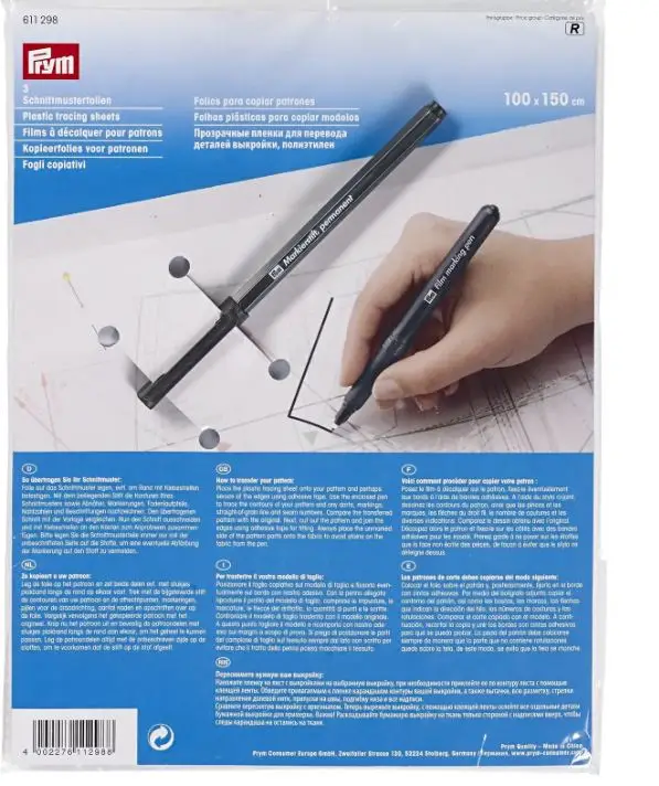 Schneller Versand Prym Schnittmusterfolien mit Stift 100 x 150 cm / 3 Stück Nr. 611298
