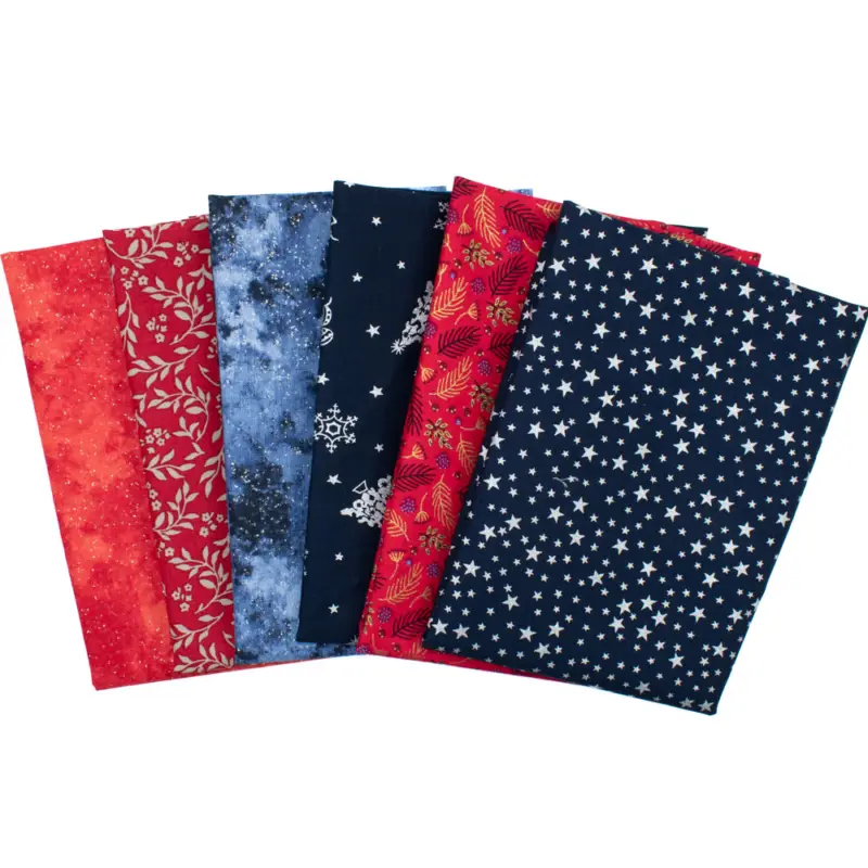 Preisreduziert Patchwork Stoffpaket Weihnachten blau/ rot (6x ca. 30 cm x 75 cm)