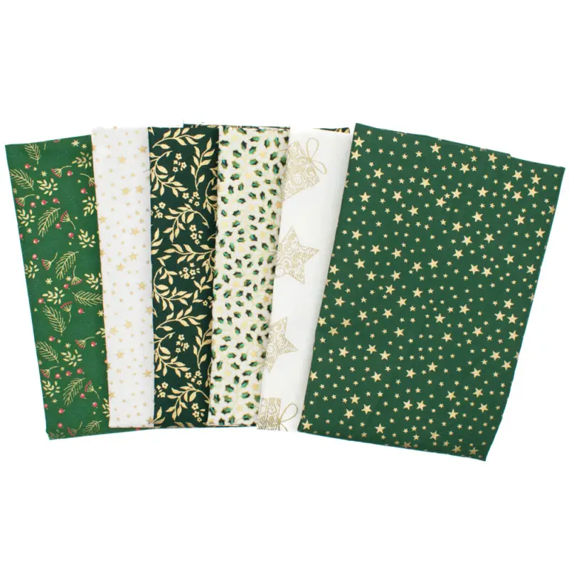 Top-Angebot Patchwork Stoffpaket Weihnachten grün/ natur (6x ca. 30 cm x 75 cm)