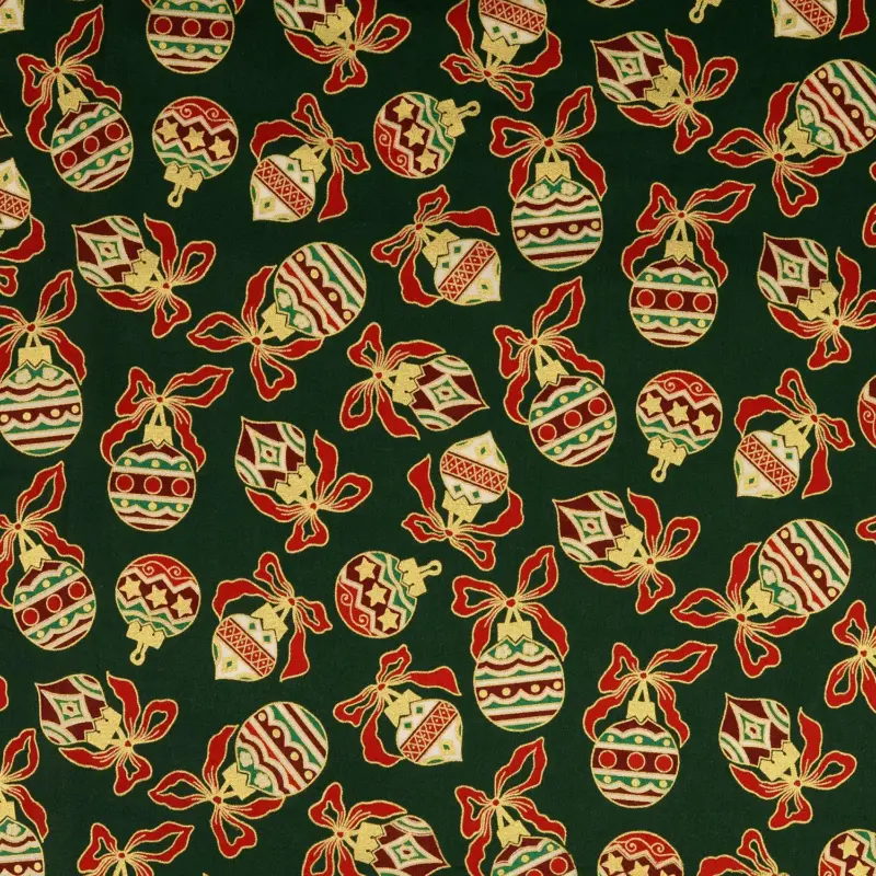Baumwollstoff Popeline Weihnachtskugeln tannengrün Highlight