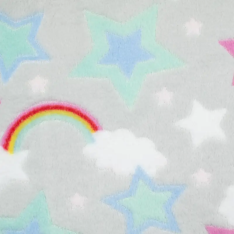 Preisknaller Wellness Fleece Sterne & Regenbogen hellgrau