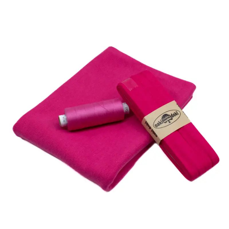 Angebot Nähpaket pink - Bündchenstoff 0,5 m mit passendem Nähgarn & 3m Einfassband Oaki doki