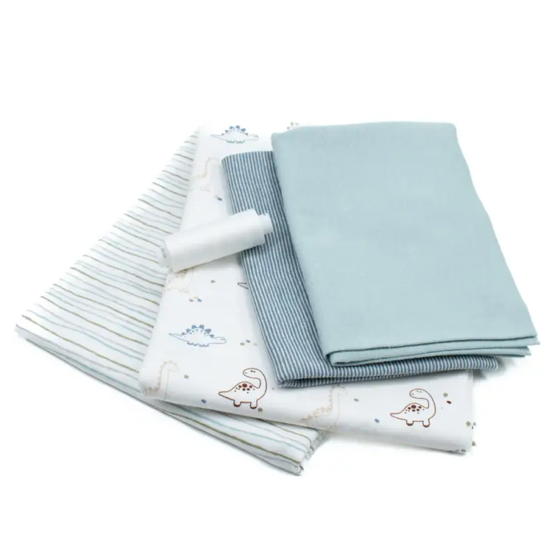 Top-Seller Nähpaket natur - Baumwolljersey Streifen & Dinosaurier je 0,5m dazu 2 x Bündchen je 0,25m & Nähgarn