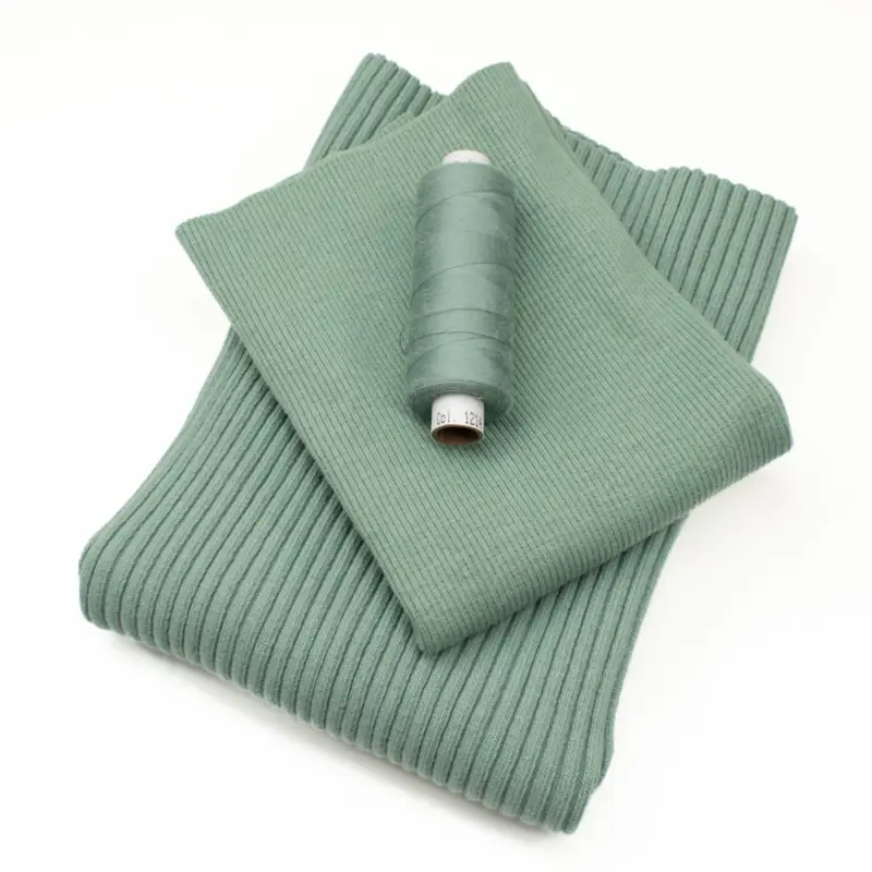 Stoffpaket Bündchen gob gerippt 35cm & fein gerippt 25cm mit Nähgarn lindgrün (70 cm Umfang) Nur Heute