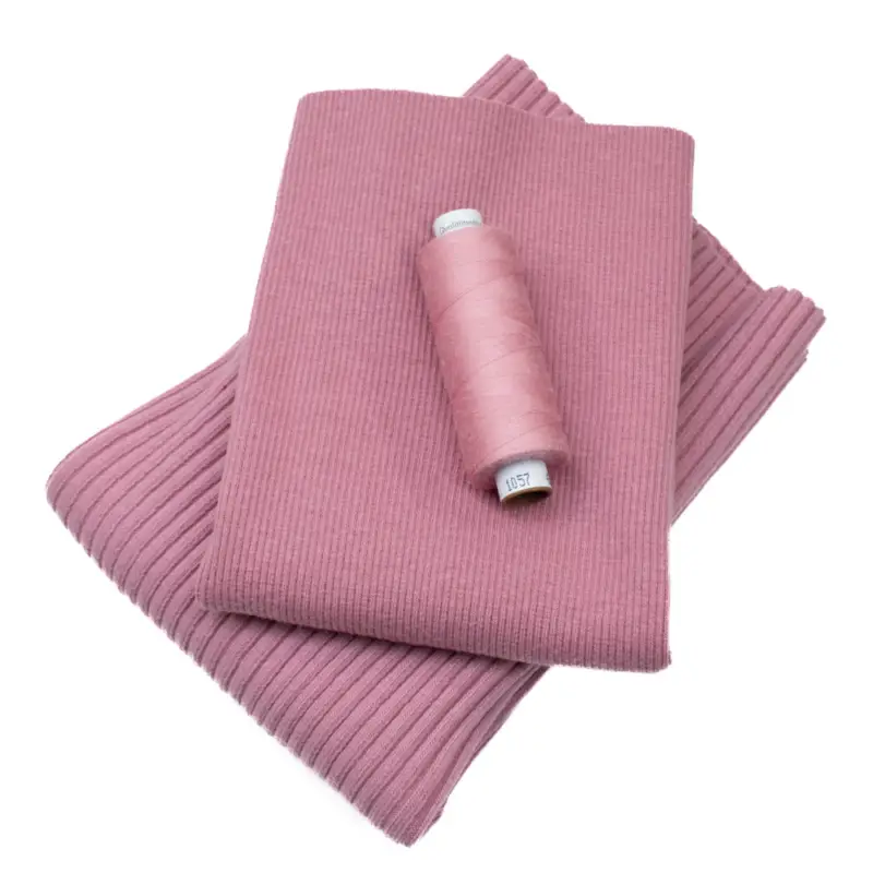 Schneller Versand Stoffpaket Bündchen gob gerippt 35cm & fein gerippt 25cm mit Nähgarn lindgrün (70 cm Umfang)