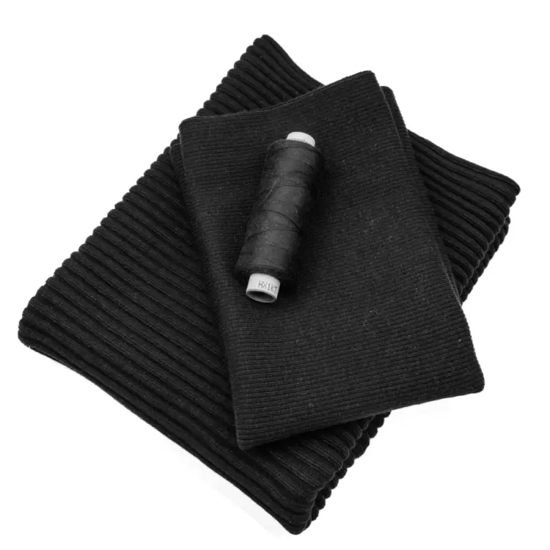 Stoffpaket Bündchen gob gerippt 35cm & fein gerippt 25cm mit Nähgarn schwarz (70 cm Umfang) Meistverkauft