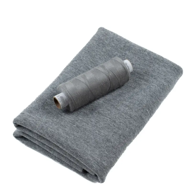 Sonderangebot Bündchenstoff meliert grau 35 cm mit passendem Nähgarn grau