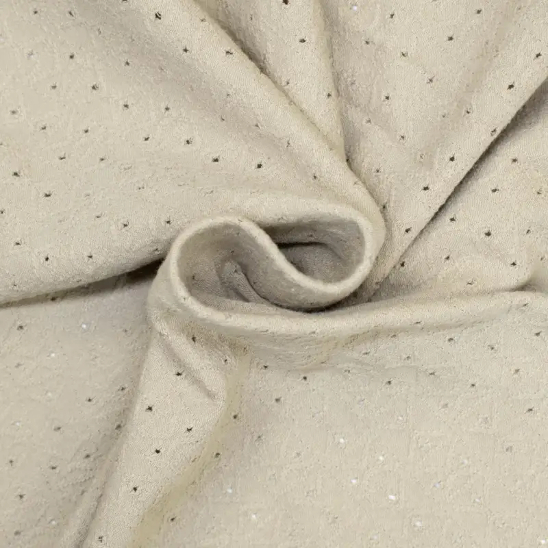 Baumwolljersey Broderie uni beige Kracherpreis