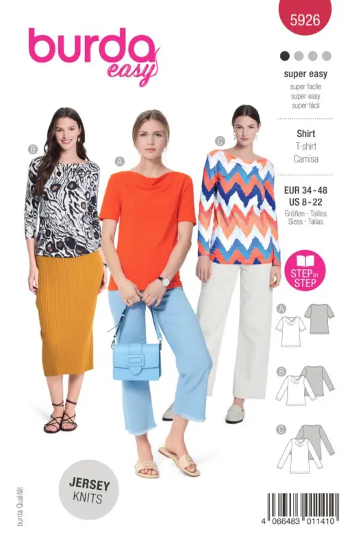 Schnittmuster "Burda" Shirts mit Wasserfallausschnitt 5926 Top-Seller