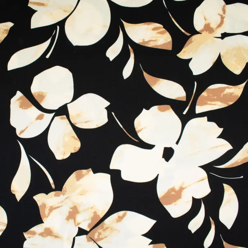 Direkt Vom Hersteller Viskosestoff Twill Blumen Batikoptik beige