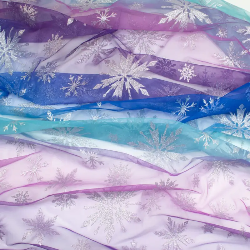 Aktuell Tüll Eiskristalle Glitter lila/blau