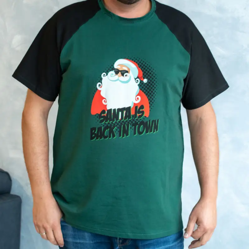 Ausverkauf French Terry Digitaldruck Panel "Santa is back in Town" grün