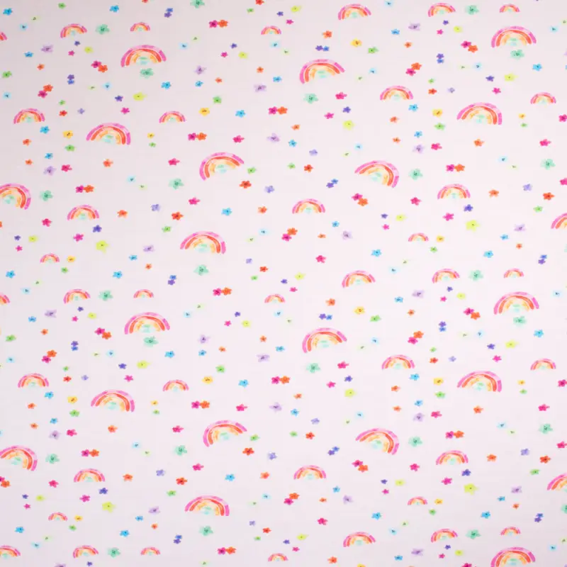 Baumwolljersey Digitaldruck Regenbogen rosa Nur Heute