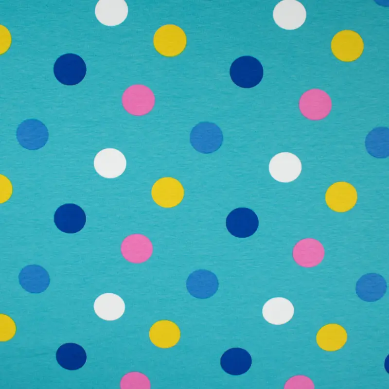 French Terry Dots petrol Versand Am Gleichen Tag