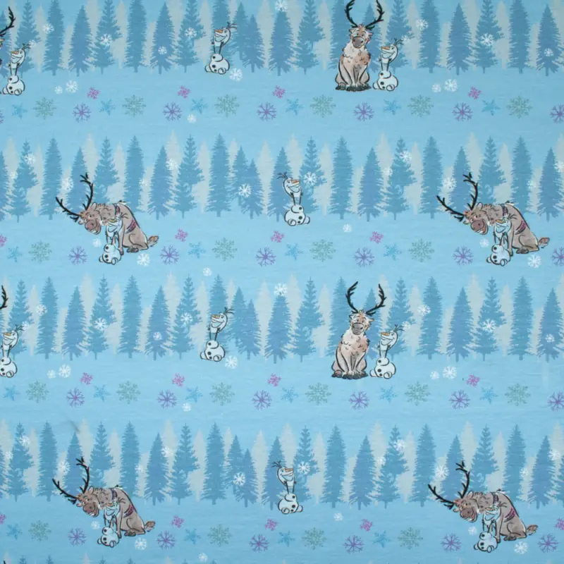 Baumwolljersey Frozen Olaf & Sven dunkelmint Nur Für Kurze Zeit