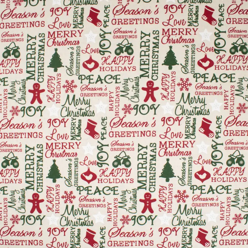 Sonderangebot Baumwollstoff Cretonne Weihnachten natur