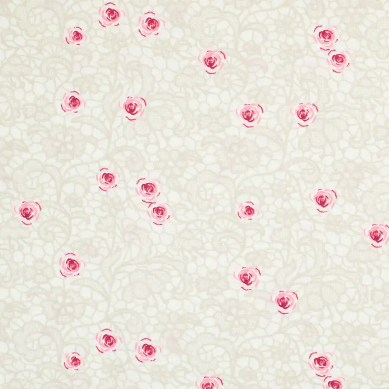 Baumwollstoff Popeline Rosen & Ornamente natur Beliebt
