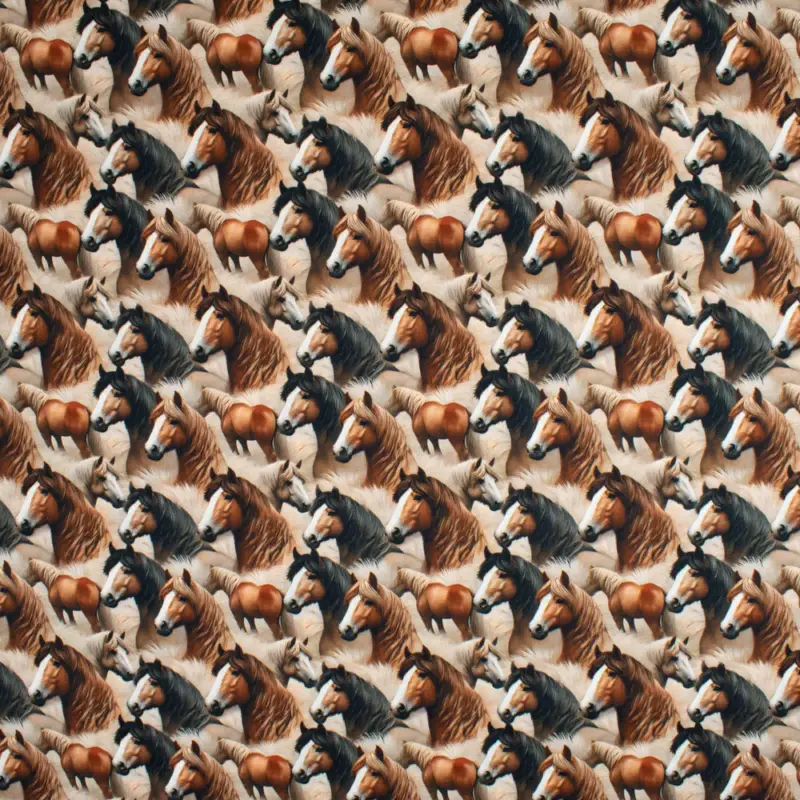 Bestseller Baumwollstoff Popeline Digitaldruck Pferde beige