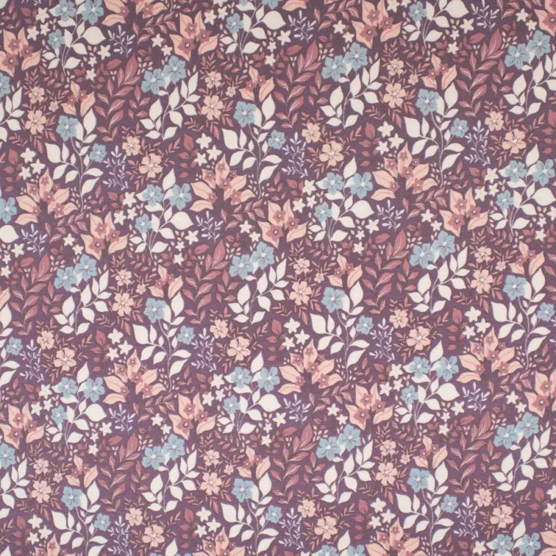 Baumwolljersey Blumen mauve Finale Aktion