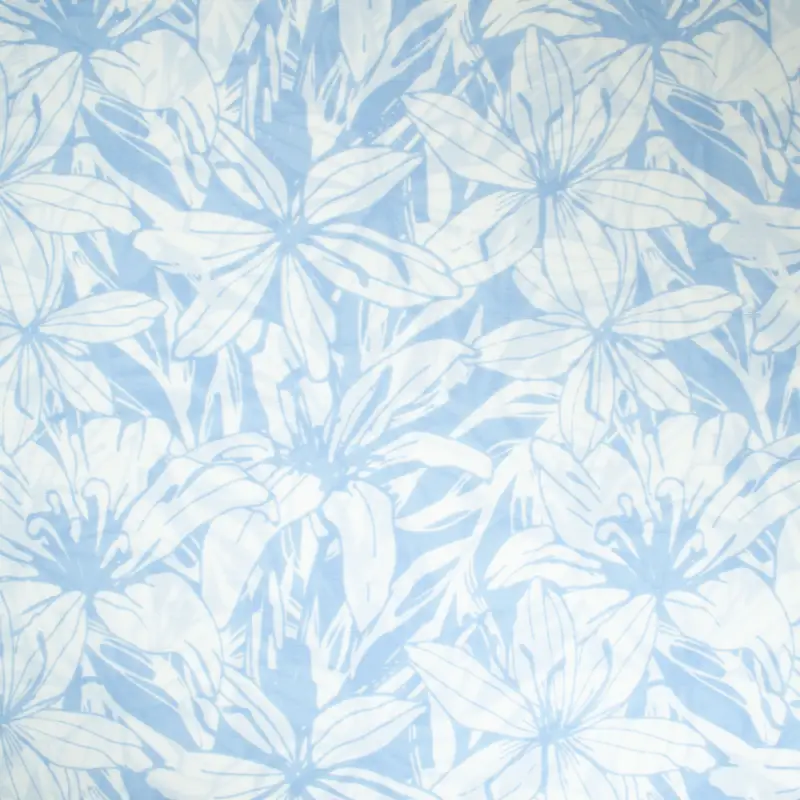 Schneller Versand Viskose Twill Stoff Blumen hellblau