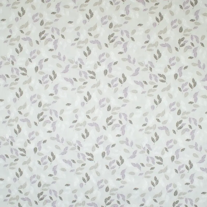 Neue Kollektion Baumwollstoff Popeline kleine Blätter hellgrau
