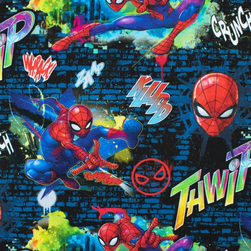 Rest 0,90 Meter - Baumwolljersey Lizenz Digitaldruck Spiderman Top-Seller