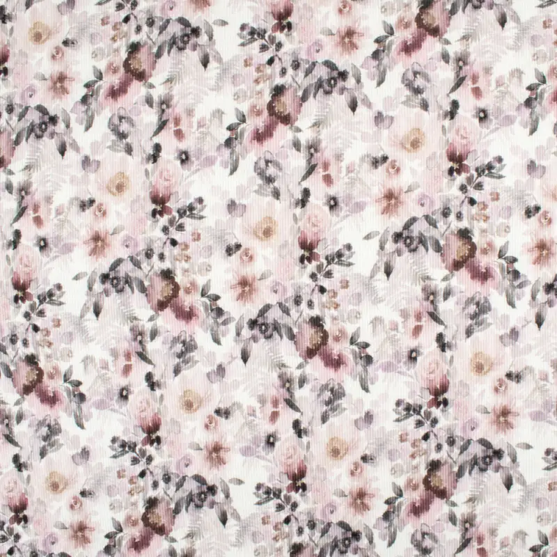 Beliebt Baumwolljersey gerippt Digitaldruck Rosen flieder