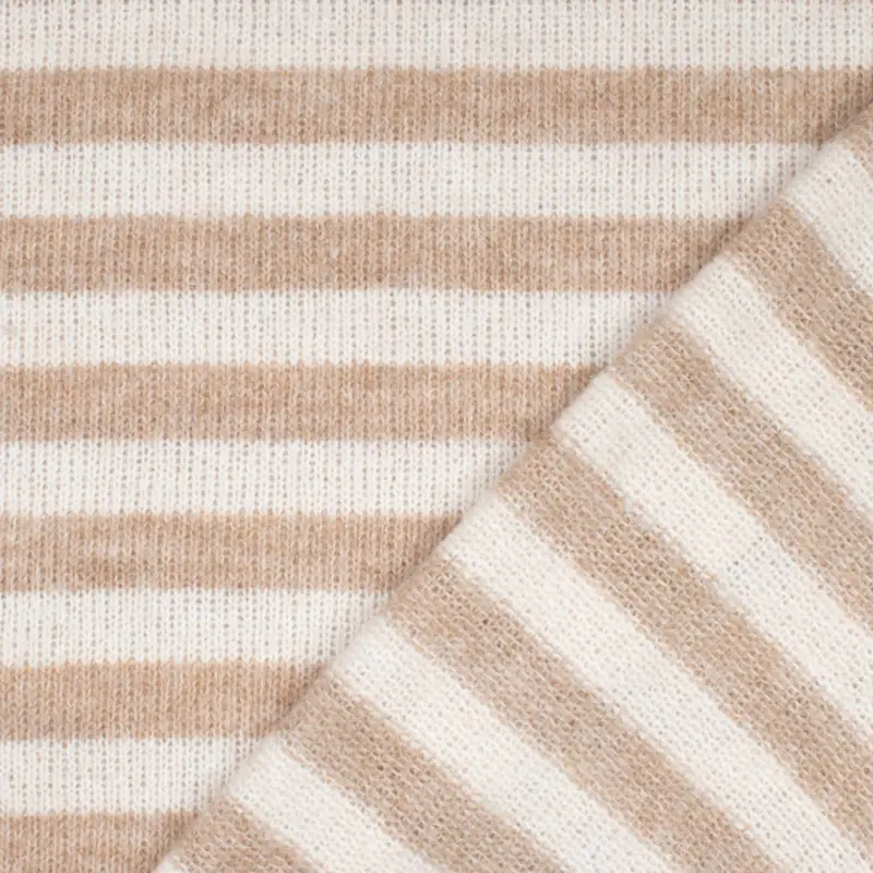 Wollstrick gestreift beige Preisknaller