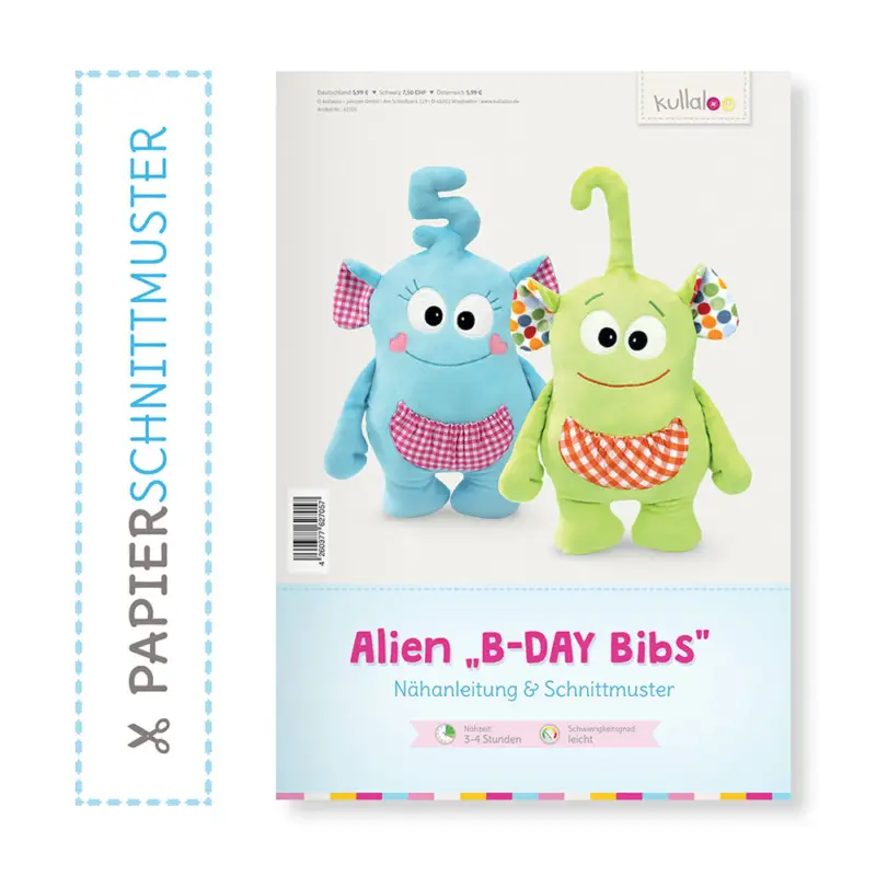 Neuheit Kullaloo Booklet Alien "B-Day Bibs" Schnittmuster + Anleitung