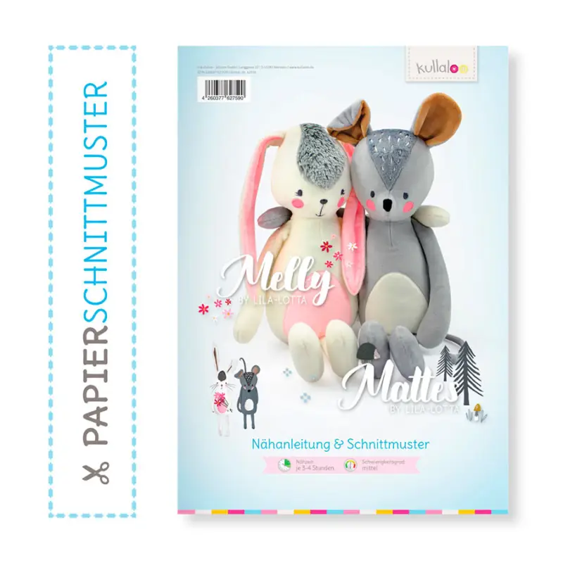 Neu Im Sortiment Kullaloo Booklet Kuscheltiere Melly & Mattes Schnittmuster + Anleitung