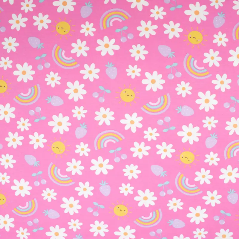 Billig Baumwolljersey Blume rosa