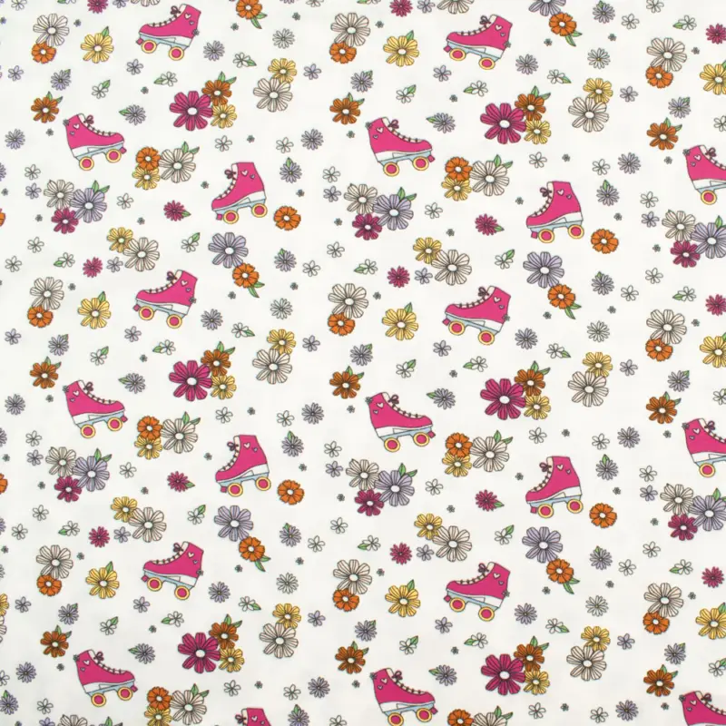 Preisreduziert Baumwolljersey Blumen natur