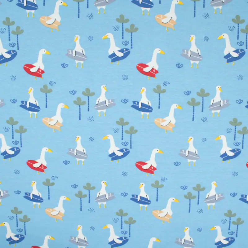 Baumwolljersey Enten hellblau Abverkauf