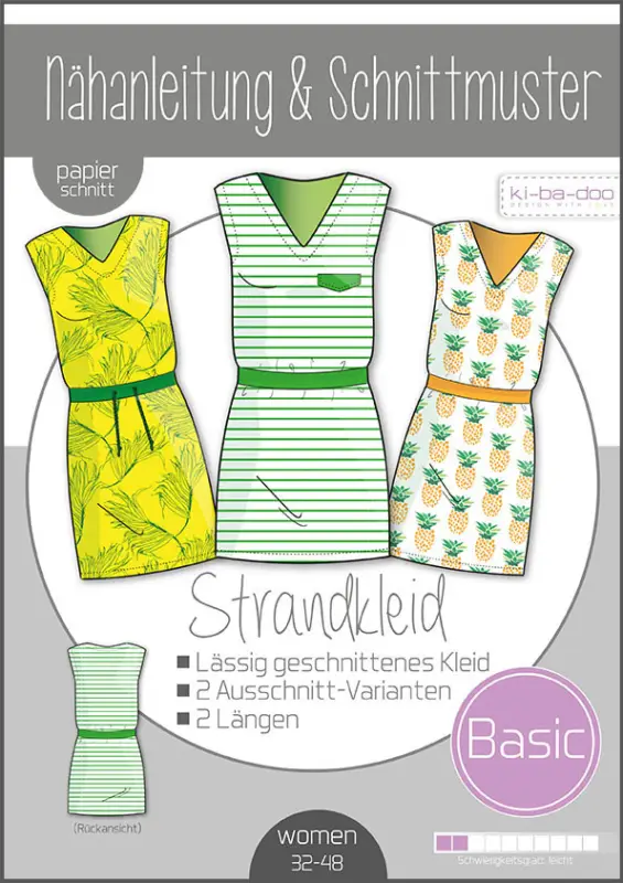 Schnittmuster kibadoo Damen Basic Strandkleid Geprüft