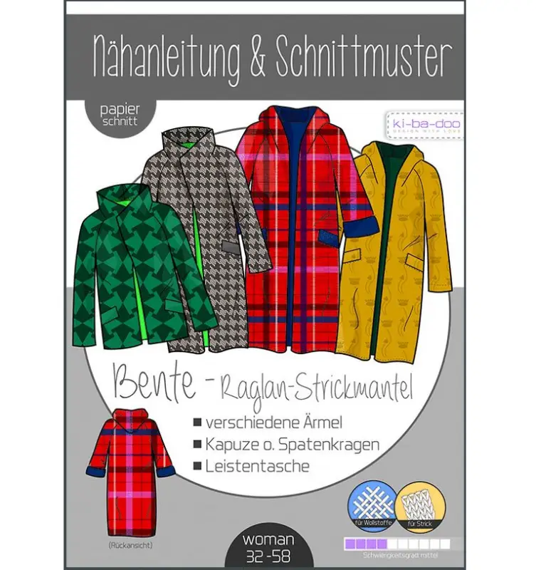 Schnittmuster kibadoo Bente Raglan-Strickmantel Garantierte Lieferung