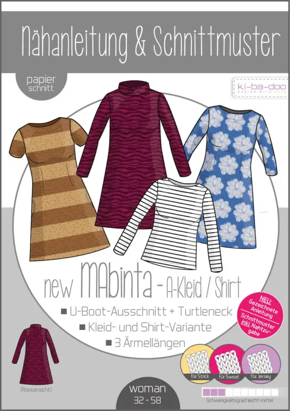 Saisonangebot Schnittmuster kibadoo Mabinta - A-Kleid / Shirt