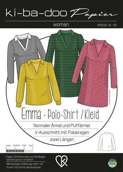 Günstig Schnittmuster Kibadoo Polo-Shirt/Kleid Emma