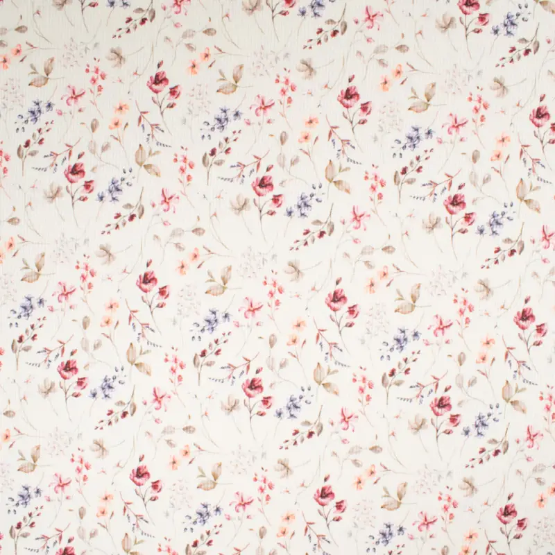 Baumwolljersey gerippt Digitaldruck Blumen creme Bestpreis