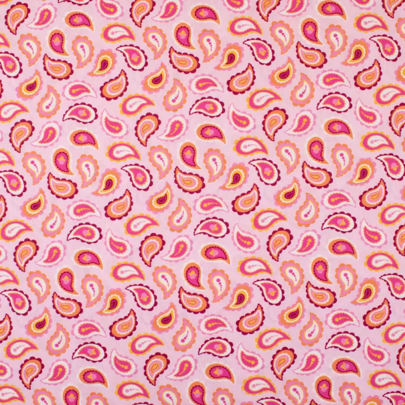 Baumwollstoff Popeline Paisley pink Rabatt