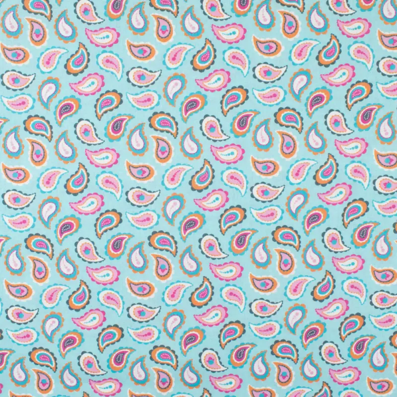 Baumwollstoff Popeline Paisley mint Direktkauf