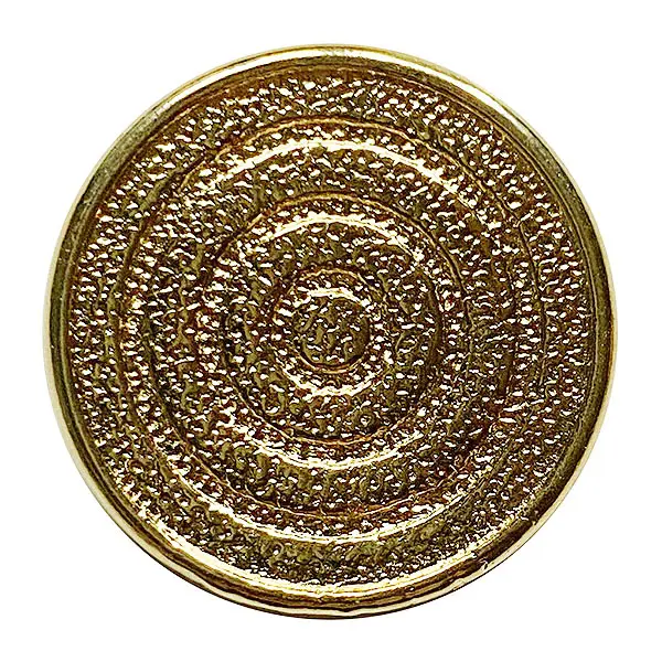 Geprüft Vollmetallknopf rund mit Öse gold / 15 mm
